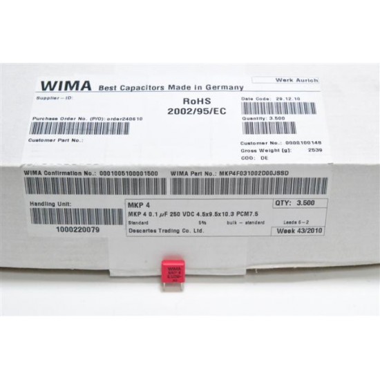 德國WIMA電容器/MKP4/0.1uF/100V/7.5mm