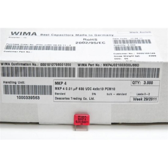 德國WIMA電容器/MKP4/0.01uF/630V/10mm