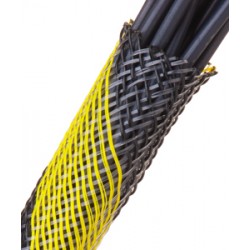 1捲-美國Techflex NSN0.25SS (6.4mm)  獨特的高摩擦力 聚酯塑膠混製而成套管 (隔離網/編織網)  黑混黃 (預購)