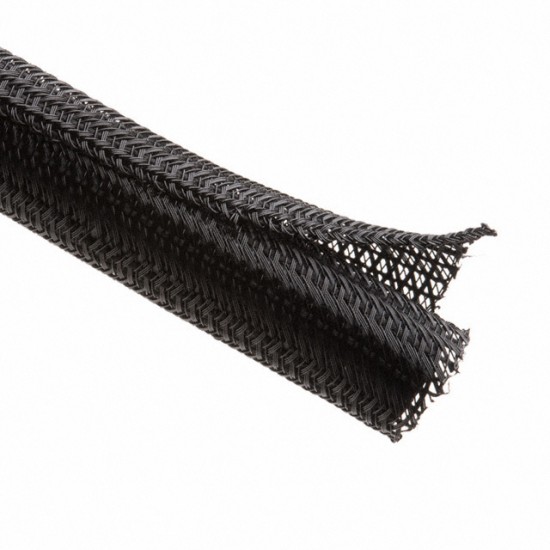 1公尺-美國Techflex F6N0.75BK (19mm) 捲繞式包覆編織套管(隔離網/編織網) 黑色