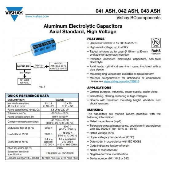 VISHAY BCcomponents 041 4.7uF 350V 臥式電解電容 10mmx18mm 1顆1標