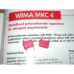 德國WIMA MKC4 0.047uF (47nF) 250V 5% 腳距:10mm Polycarbonate 金屬膜電容器