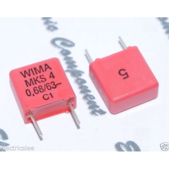 WIMA MKS4 0.68uF (0,68µF 680nF) 63V 5%腳距:7.5mm 金屬膜電容器