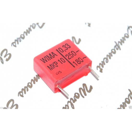 德國WIMA MKP10 0.33uF(330nF) 250V 5% 腳距:15mm 金屬膜電容