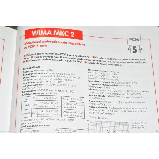 WIMA MKC2 0.22uF 100V 5% 腳距:5mm 金屬膜電容