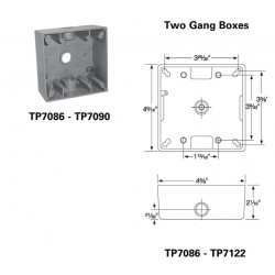 美國COOPER TP7090 鋁製 雙聯鋁盒 / 四孔鋁盒 / 電源盒 (非5341-0)