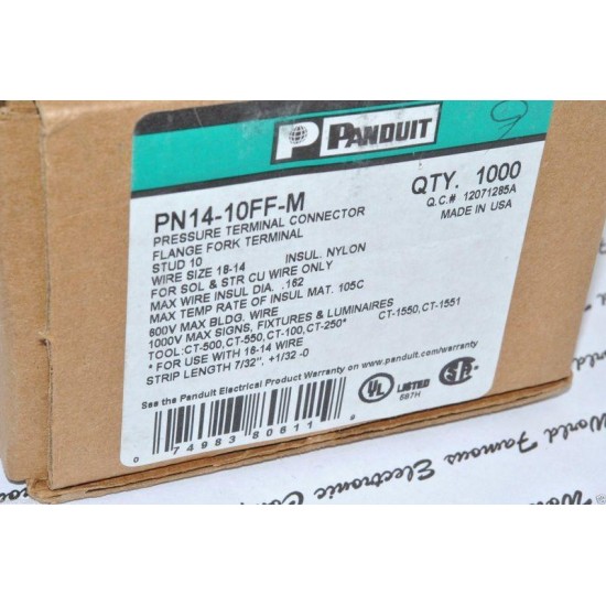 美國PANDUIT PN14-10FF-M STUD10 18-14AWG 壓接端子 10個1標