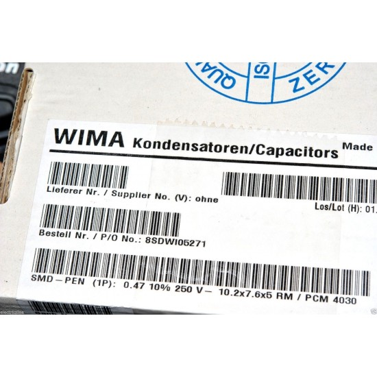 德國WIMA SMD-PEN SMD4030 0.47uF 250V 10% SMD金屬膜電容器